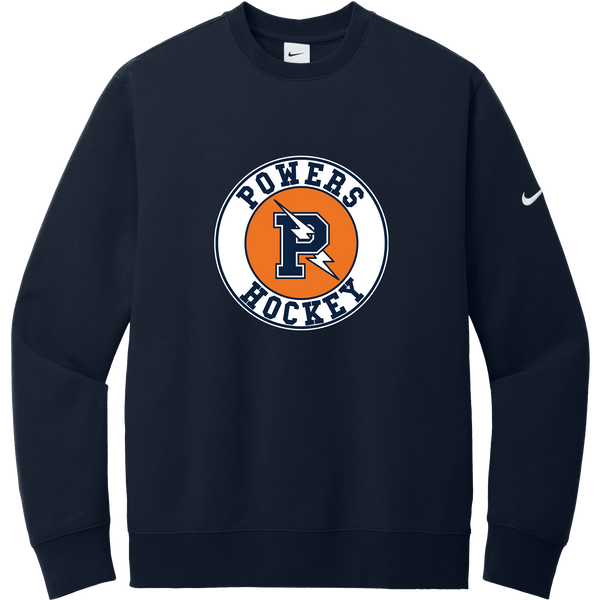 Powers Hockey Nike Club Fleece Sleeve Swoosh Crew